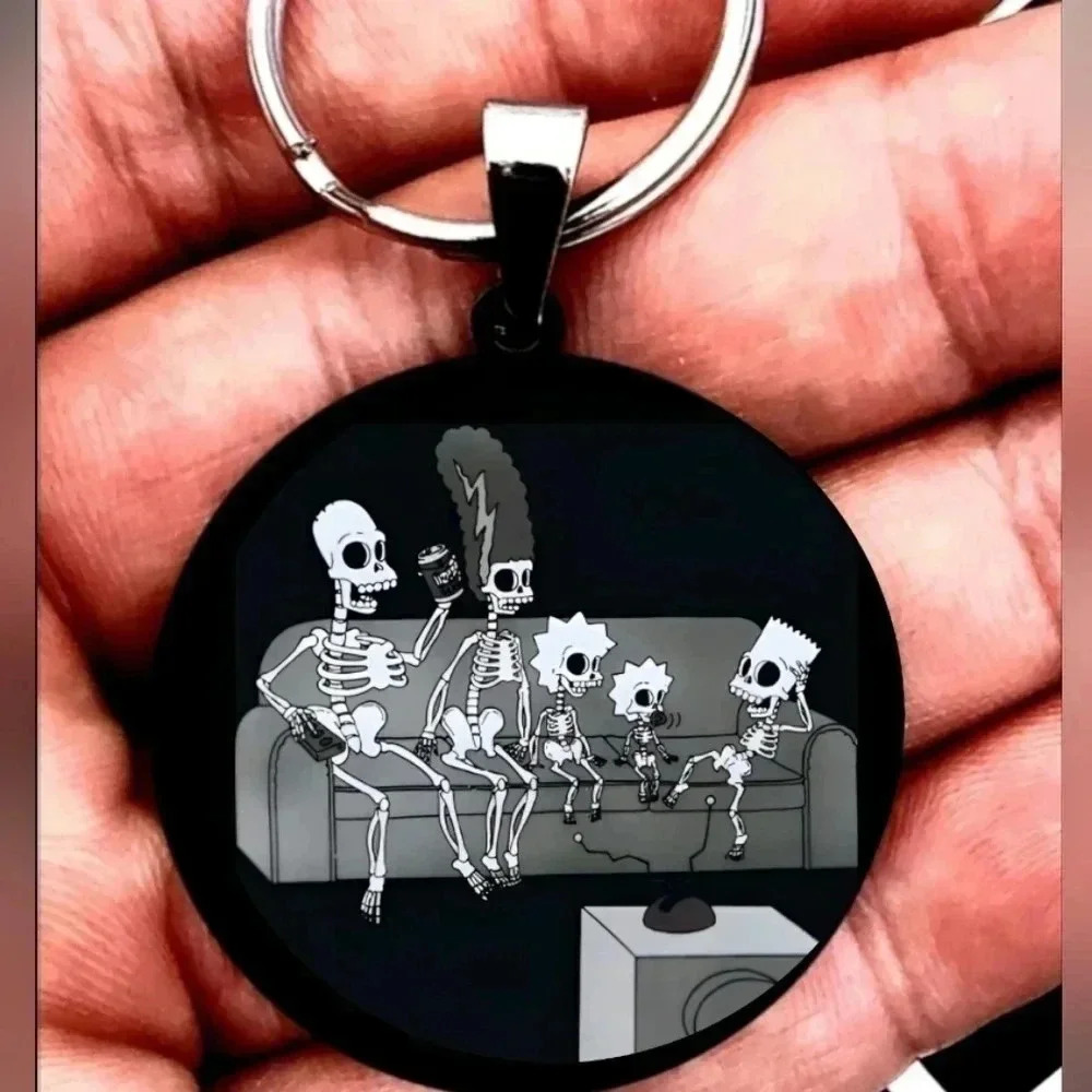 Simpsons Hot skeleton watching TV Keychain